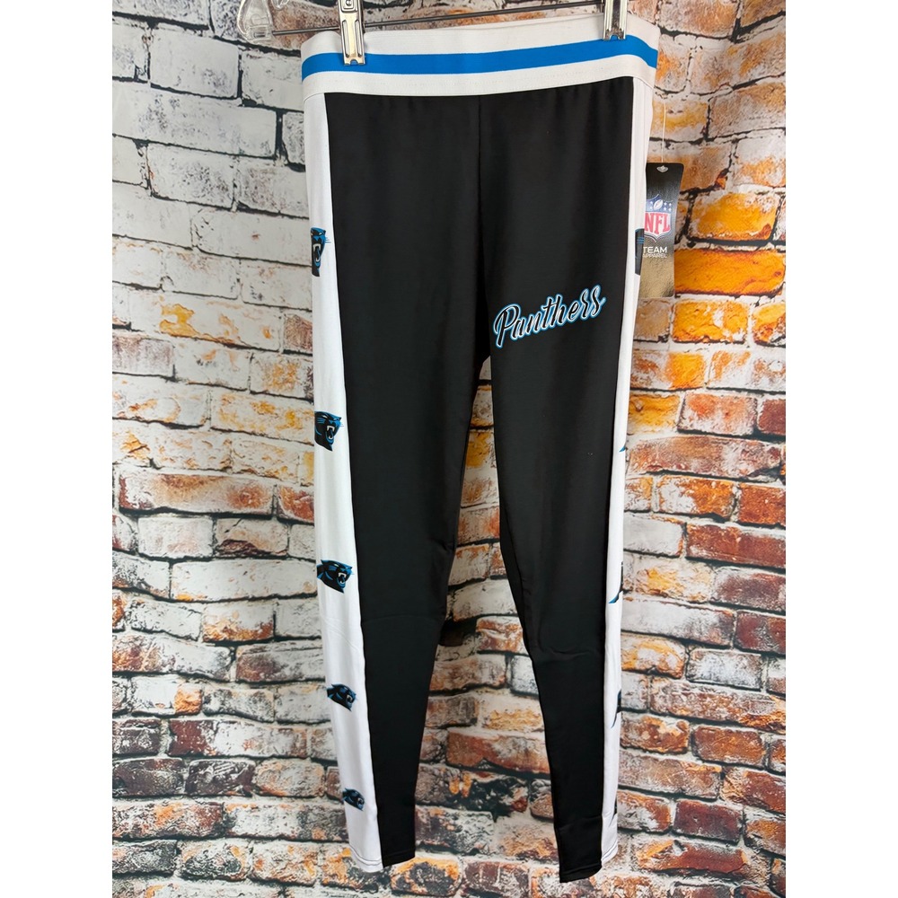 NFL Team Apparel Carolina Panthers Womens Leggings Black White Blue Medium NWT